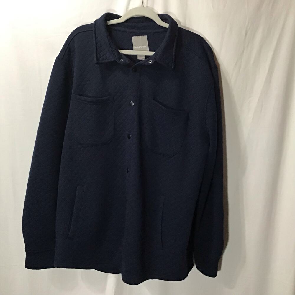 Falls Creek Navy Quilted Waffle Outdoor Camping Gorpcore Shacket XL Cotton Blend